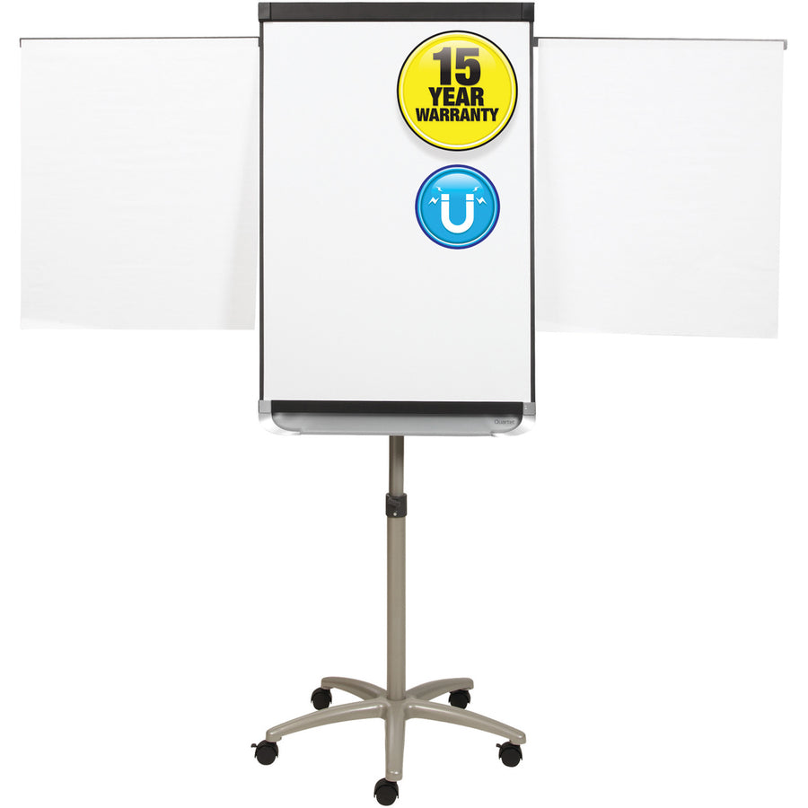 Quartet Prestige 2 Mobile Presentation Easel - 24" (2 ft) Width x 36" (3 ft) Height - White Painted Steel Surface - Graphite Aluminum Frame - Vertical - Magnetic - 1 Each