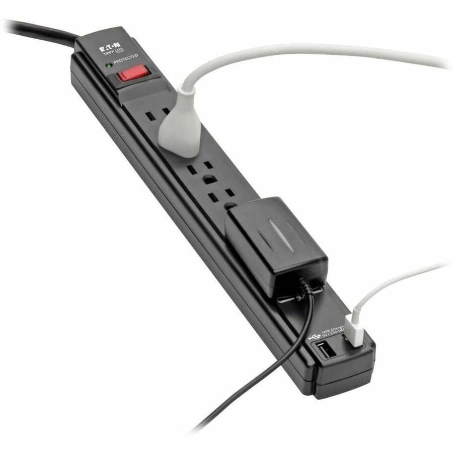 Tripp Lite series Protect It! 6-Outlet Surge Suppressor/Protector - 6 x NEMA 5-15R, 2 x USB - 1875 VA - 990 J - 120 V AC Input - 6 ft