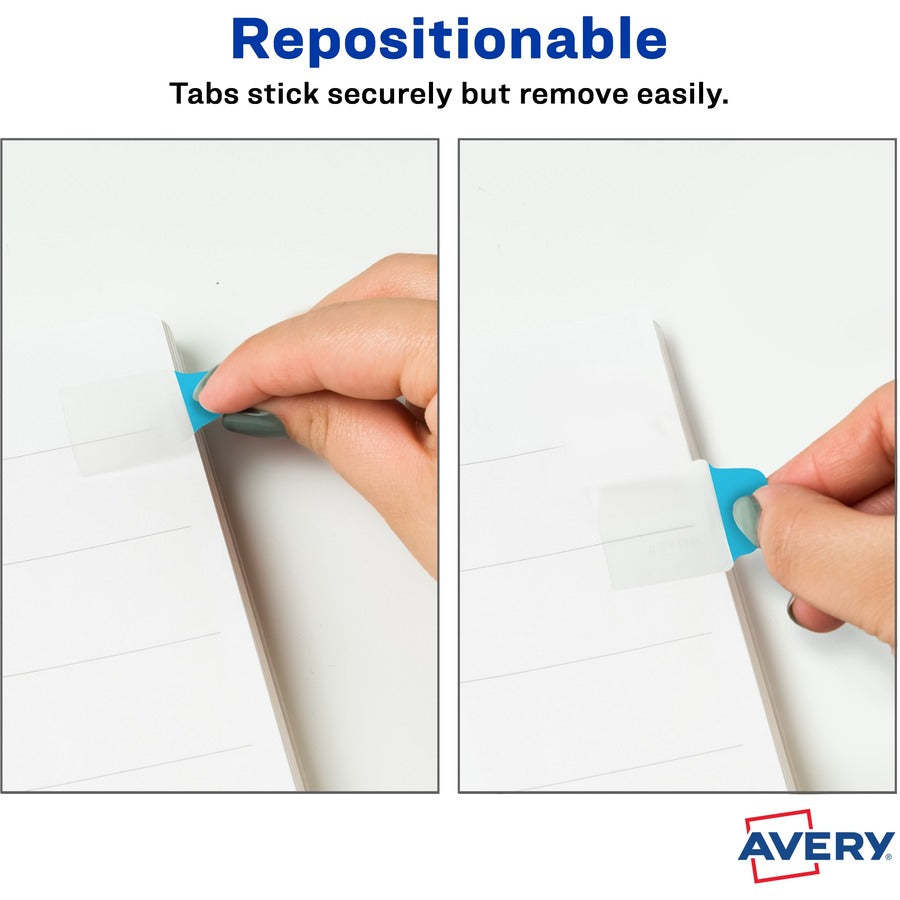 Avery® Ultra Tabs File Tab - 40 Write-on Tab(s) - 1.50" Tab Height x 1" Tab Width - Clear Film, Red Paper, Blue, Orange, Green Tab(s)