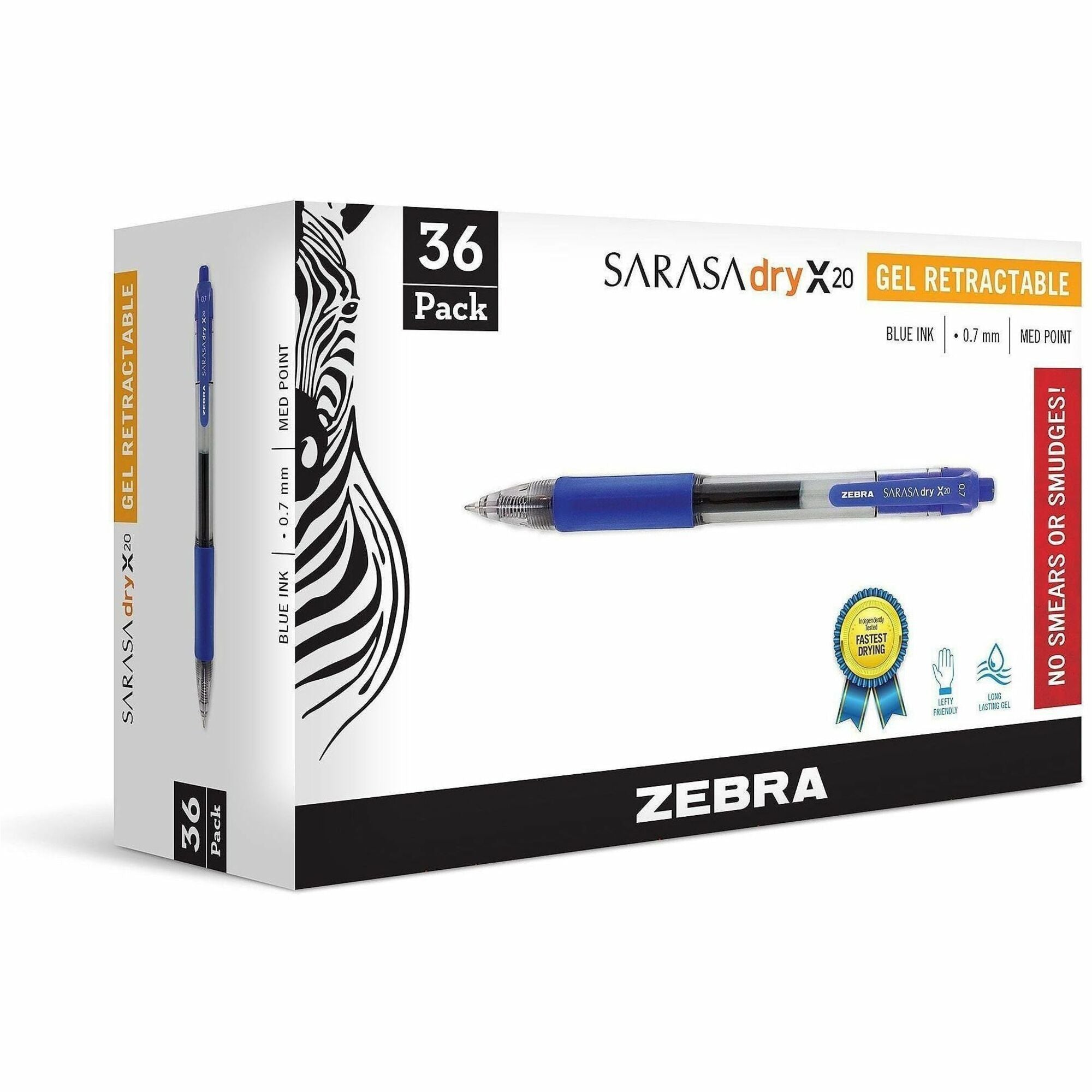Zebra Pen Sarasa Gel Retractable Pens - 0.7 mm Pen Point - Refillable - Retractable - Blue Ink - Gel-based - Translucent Barrel - 36 / Pack