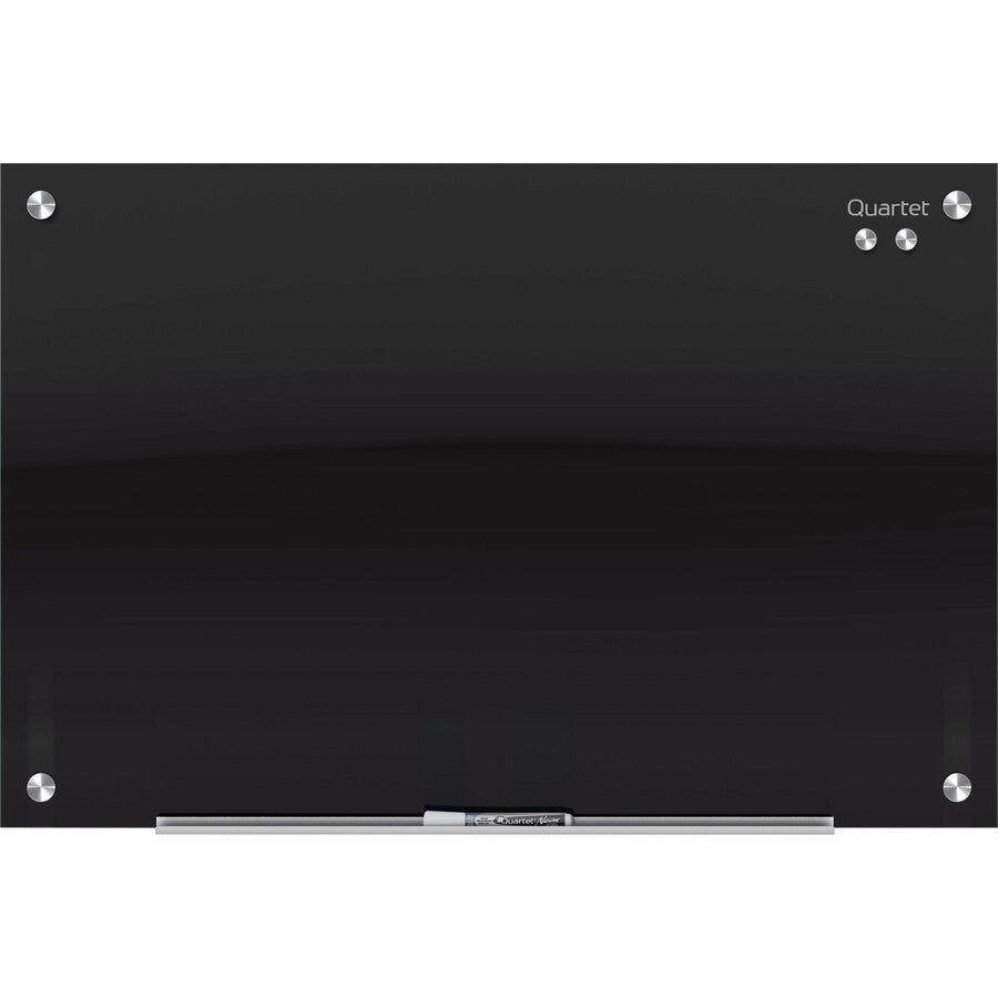 Quartet Infinity™ Glass Magnetic Dry-Erase Board - 96" (8 ft) Width x 48" (4 ft) Height - Black Tempered Glass Surface - Black Frame - Horizontal/Vertical - Magnetic - 1 / Each
