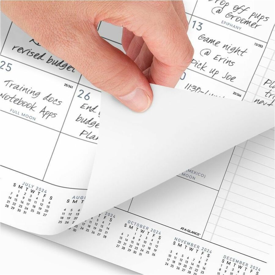 At-A-Glance Contemporary Monthly Desk Pad - Julian Dates - Daily, Monthly - 12 Month - January 2026 to December 2026 - 1 Month Single Page Layout - 18" x 11" Sheet Size - White Sheet - Headband - Desk Pad - Paper - Black Cover - 11" Height - Reference ...