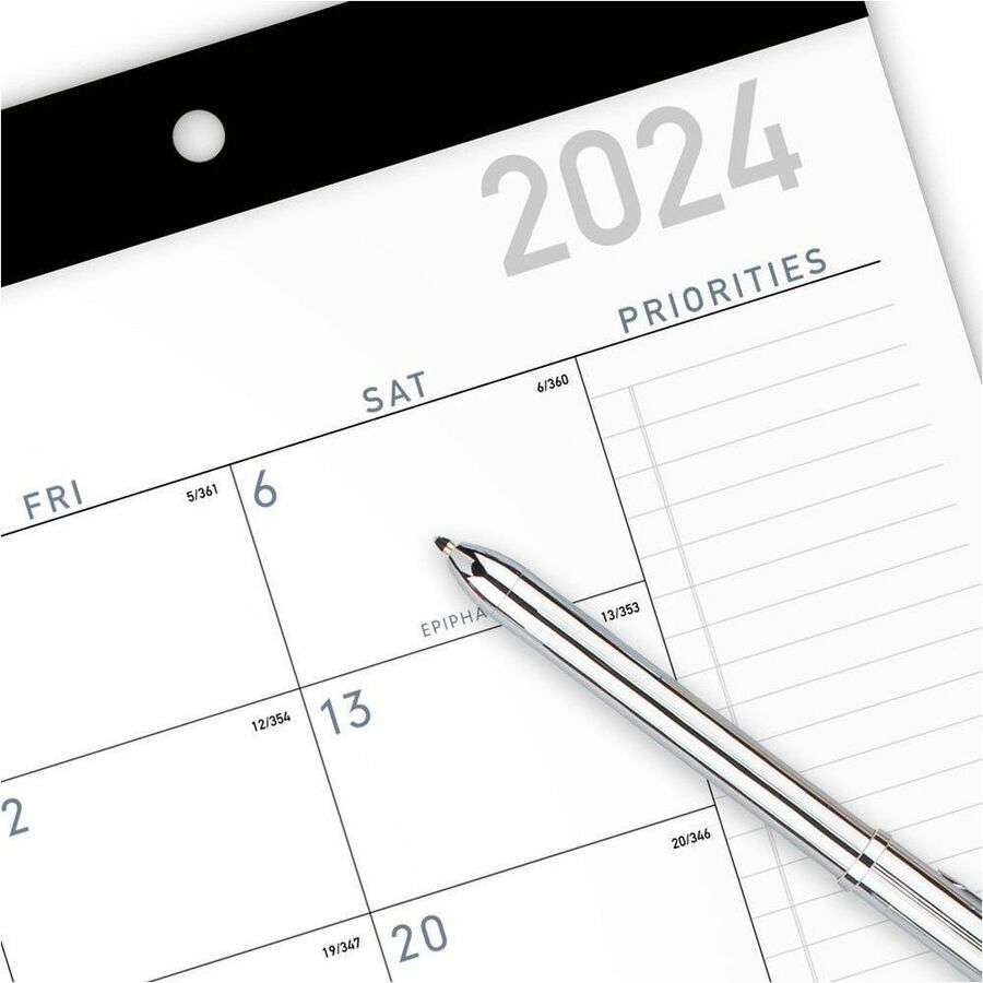 At-A-Glance Contemporary Monthly Desk Pad - Julian Dates - Daily, Monthly - 12 Month - January 2026 to December 2026 - 1 Month Single Page Layout - 18" x 11" Sheet Size - White Sheet - Headband - Desk Pad - Paper - Black Cover - 11" Height - Reference ...