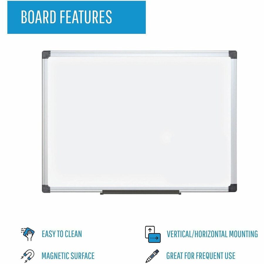 MasterVision Super Value Lacquered Steel Dry Erase Board - 96" (8 ft) Width x 48" (4 ft) Height - Lacquered Steel Surface - Anodized Aluminum Frame - Rectangle - Horizontal/Vertical - Magnetic - 1 Each