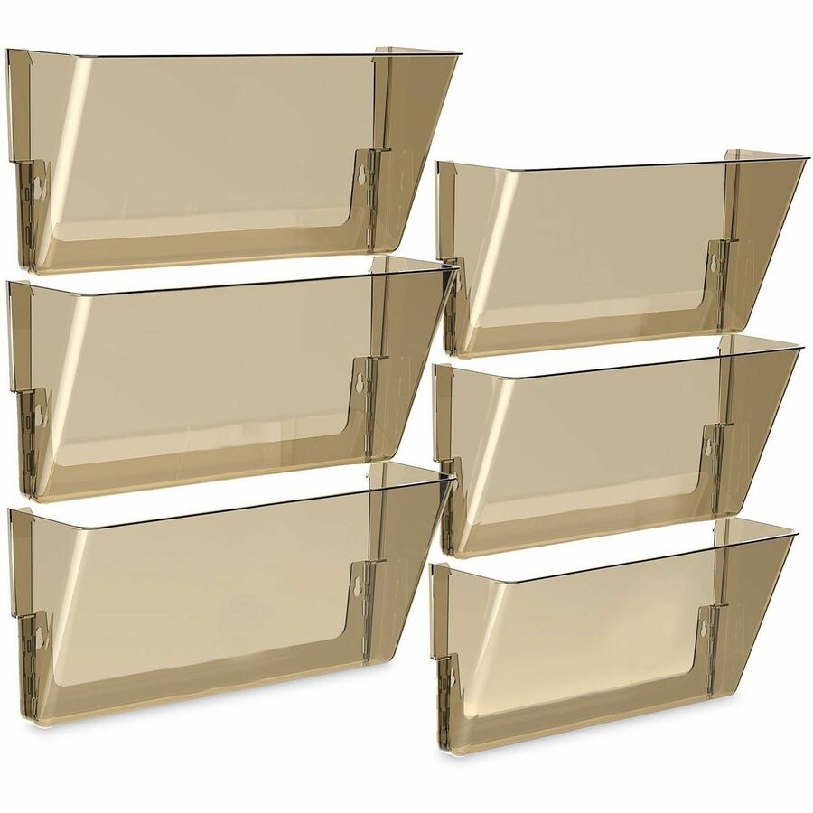 Storex Stacking Wall Pocket - 1 Pocket(s) - 7" Height x 4" Width x 16" Length - Stackable - Smoke - Poly - 1 Each