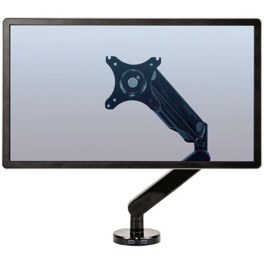 Fellowes Platinum Mounting Arm for Monitor - Black - Height Adjustable - 1 Display(s) Supported - 19.70" to 32" Screen Support - 17.60 lb Load Capacity - 75 x 75, 100 x 100 - VESA Mount Compatible - Steel - 1 Unit
