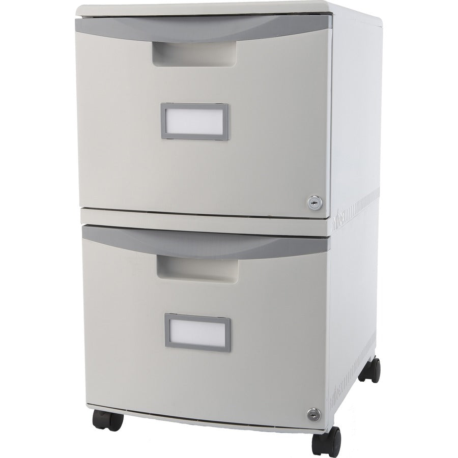 Storex Single/Double Poly Filing Drawer - 14.1" Length x 31.8" Width x 26" Height - 2 x Drawer(s) for File - Lightweight, Stackable, Moisture Resistant, Rust Resistant, Lockable, Durable, Label Holder, Locking Casters, Dent Resistant, Scratch Resistant...