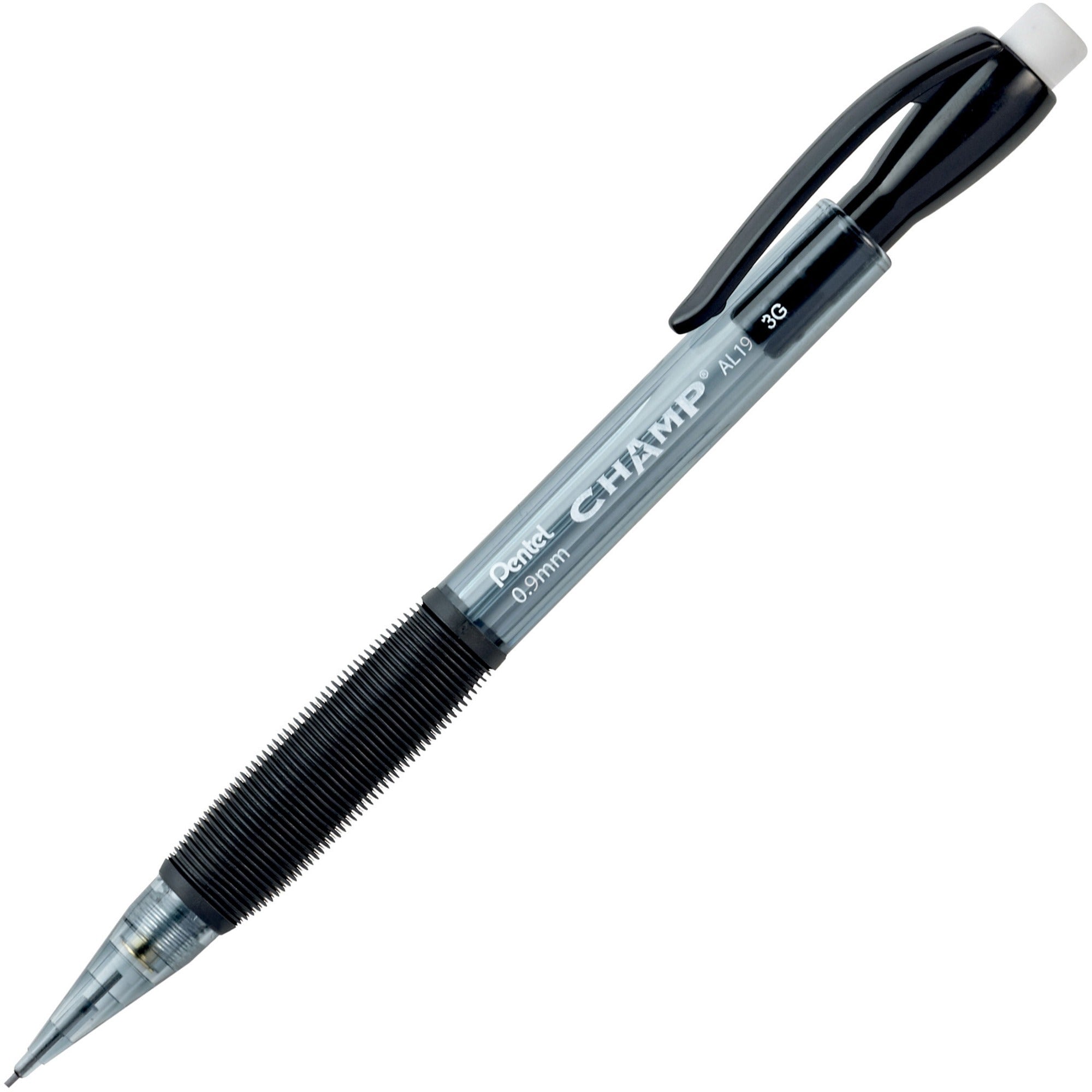 Pentel Champ Mechanical Pencil - 0.9 mm Black Lead - #2 - Translucent Black Plastic Barrel - 1 / Dozen