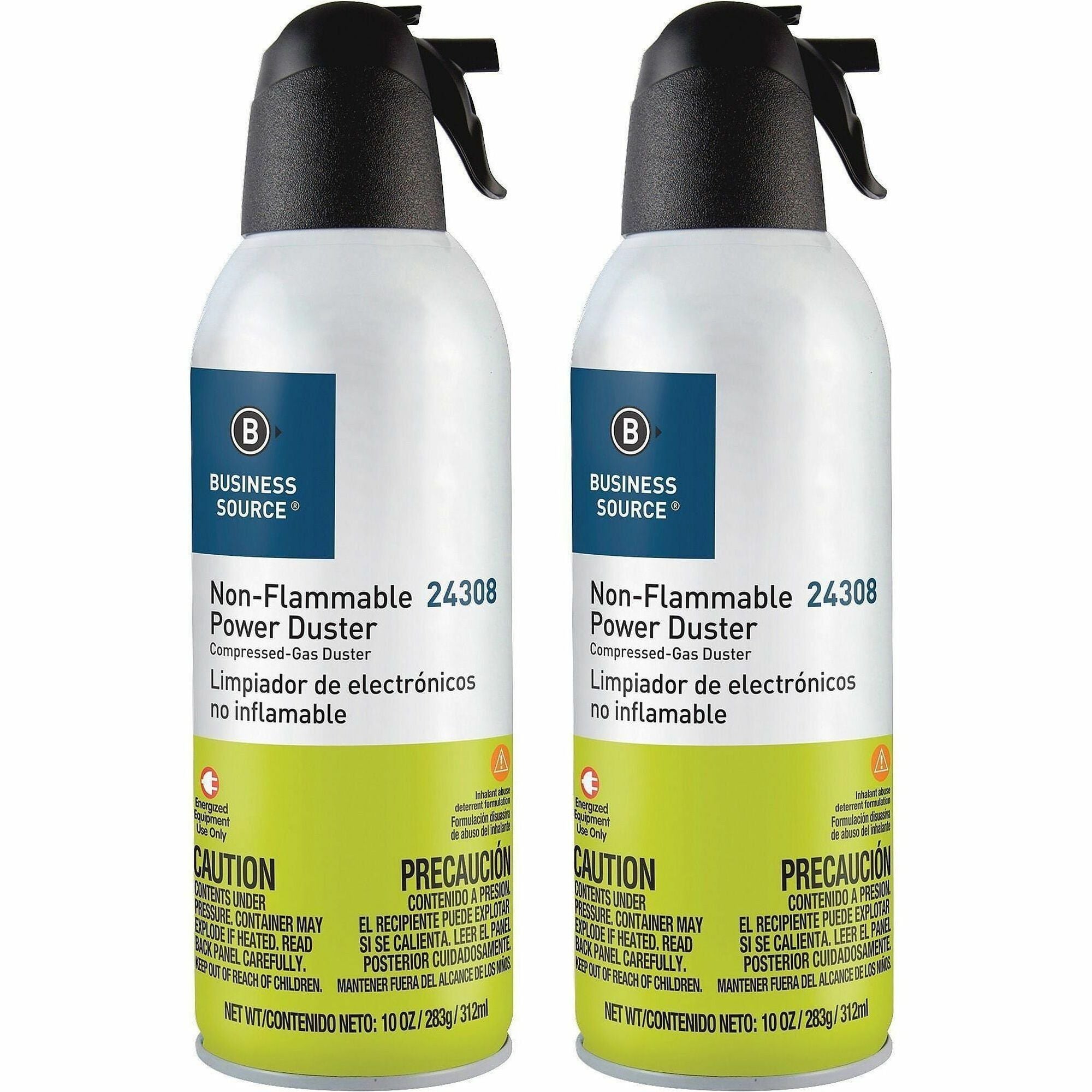 Business Source Nonflammable Power Duster - For Computer Equipment - 10 oz - Non-flammable, Ozone-safe - MultiCan - 2 / Pack