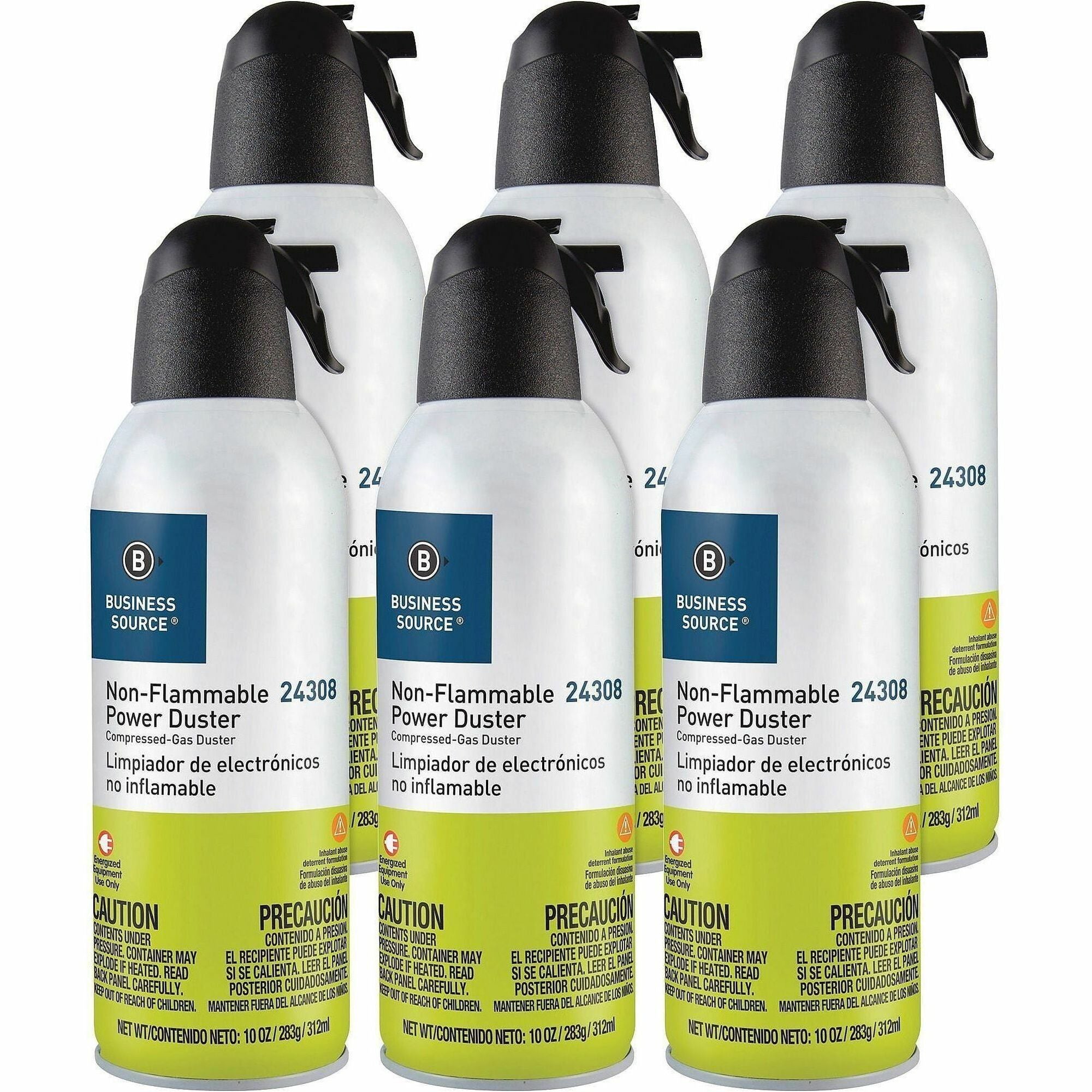 Business Source Nonflammable Power Duster - For Computer Equipment - 10 oz - Non-flammable, Ozone-safe - MultiCan - 6 / Pack