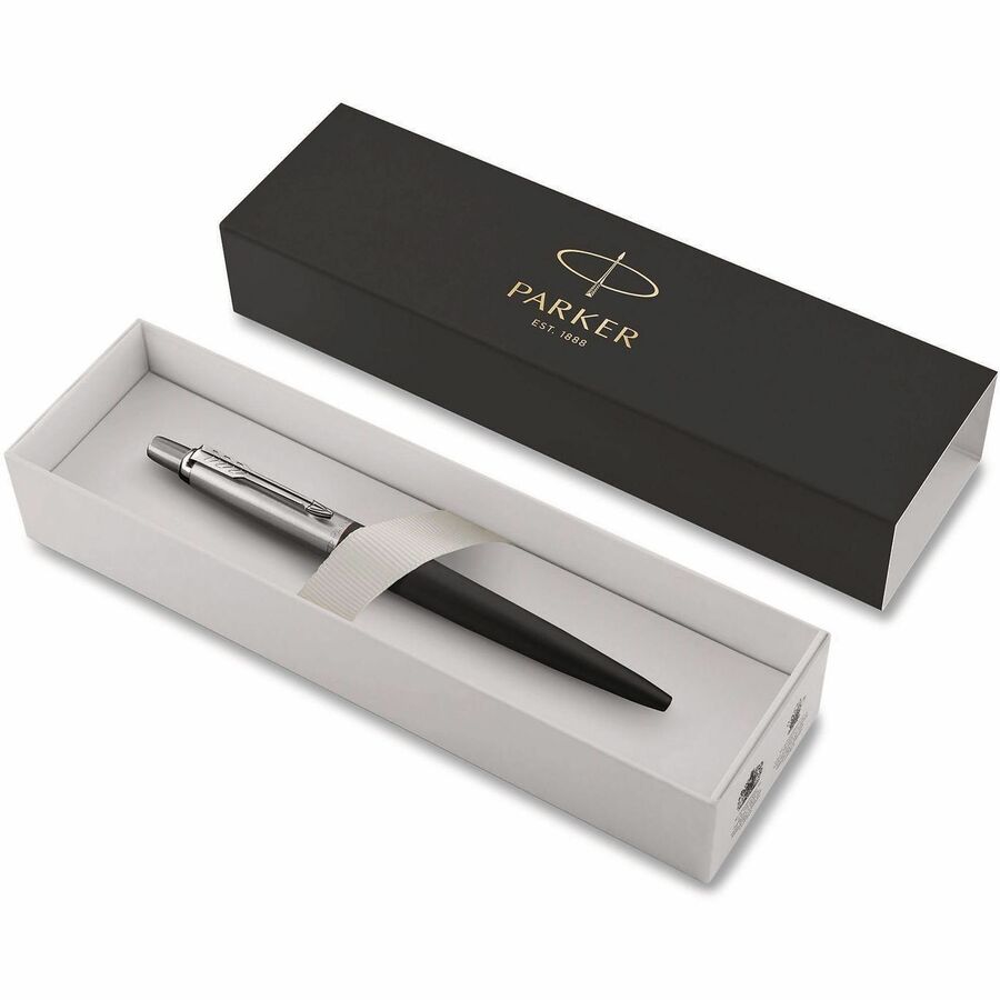 Parker Jotter Bond Street Retractable Ballpoint Pen - Medium Pen Point - Retractable - Blue Ink - Polished Chrome Stainless Steel Barrel - 1 Each