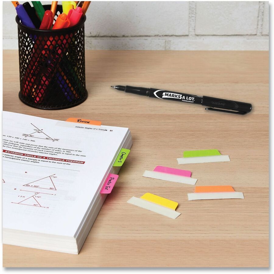 Avery® UltraTabs Repositionable Margin Tabs - 48 Tab(s) - 1" Tab Height x 2.50" Tab Width - Clear Film, Neon Green Paper, Neon Pink, Neon Orange, Neon Yellow Tab(s) - 48 / Pack