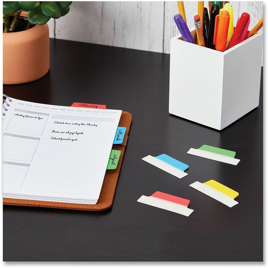 Avery® UltraTabs Repositionable Margin Tabs - 48 Tab(s) - 1" Tab Height x 2.50" Tab Width - Green Film, Clear Paper, Yellow, Red, Blue Tab(s) - 48 / Pack