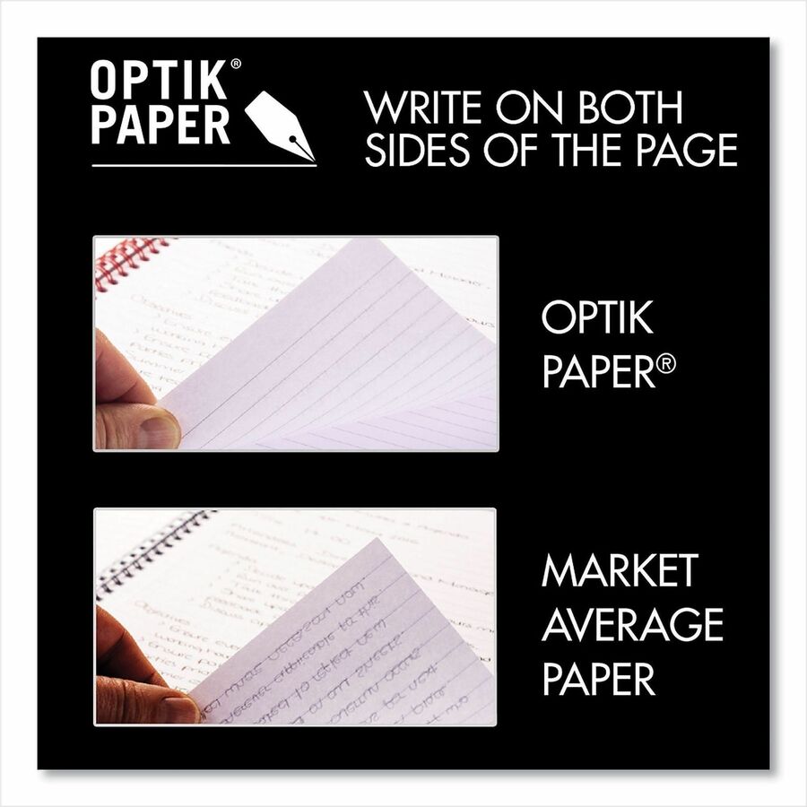 Black n' Red Hardcover Business Notebook - 70 Sheets - Twin Wirebound - Ruled Front Ruling x 9.9" Width x 7" Length - Black/Red Cover - Bleed Resistant, Ink Resistant, Hard Cover, Perforated, Foldable - 1 Each
