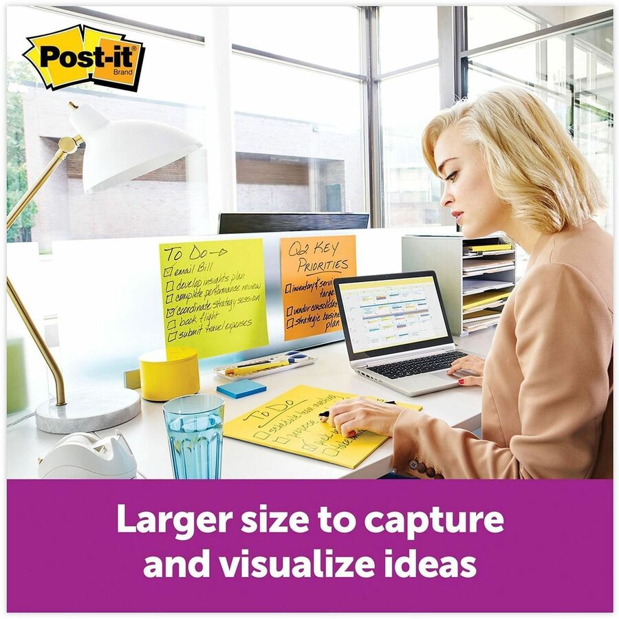 Post-it® Super Sticky Big Note - 30 x Orange - 11" Flag/Note Width x 11" Flag/Note Length - Square - 30 Sheets per Pad - Orange - Sticky, Removable - 1 Each