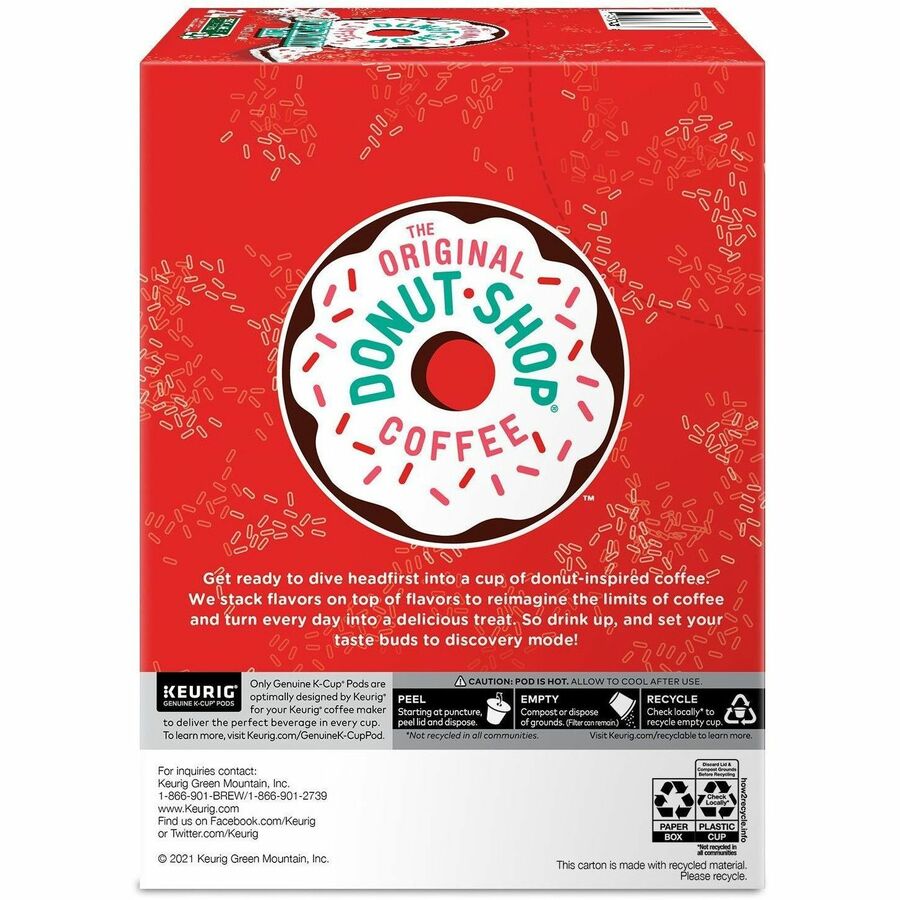 The Original Donut Shop® K-Cup, Pod Peppermint Bark Keurig Single-Serve K-Cup Pods, Light Roast Coffee, 24 Count - Compatible with K-Cup Brewer - Light - K-Cup, Pod - Peppermint Bark - Kosher - 24 / Box