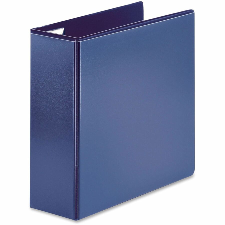 Business Source Easy Open Nonstick D-Ring View Binder - 4" Binder Capacity - Letter - 8 1/2" x 11" Sheet Size - Fastener(s): D-Ring - Pocket(s): 4 - Polypropylene - Navy - Non-stick - 1 Each