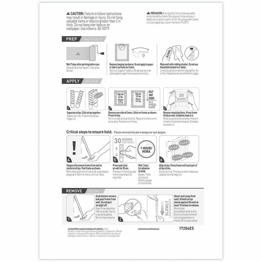 Command Medium Picture Value Pack Hanging Strips - 12 lb (5.44 kg) Capacity - Adhesive - Medium - for Pictures, Decoration, Painted Surface, Wood, Tile, Frame - White - 12 / Pack