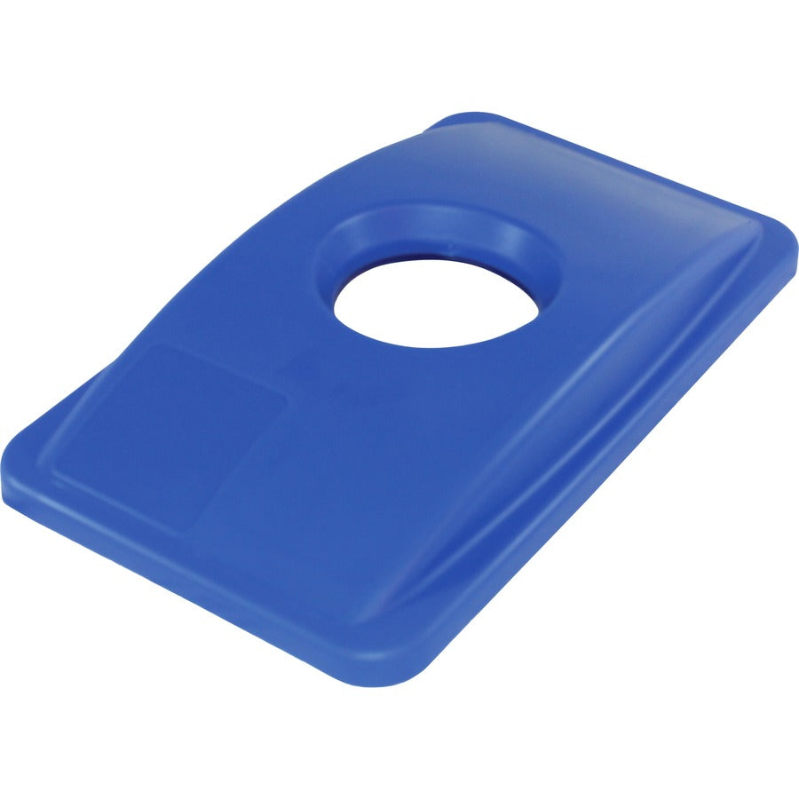 Genuine Joe 23-gallon Recycling Bin Round Cutout Lid - Round - Blue - 4 / Carton