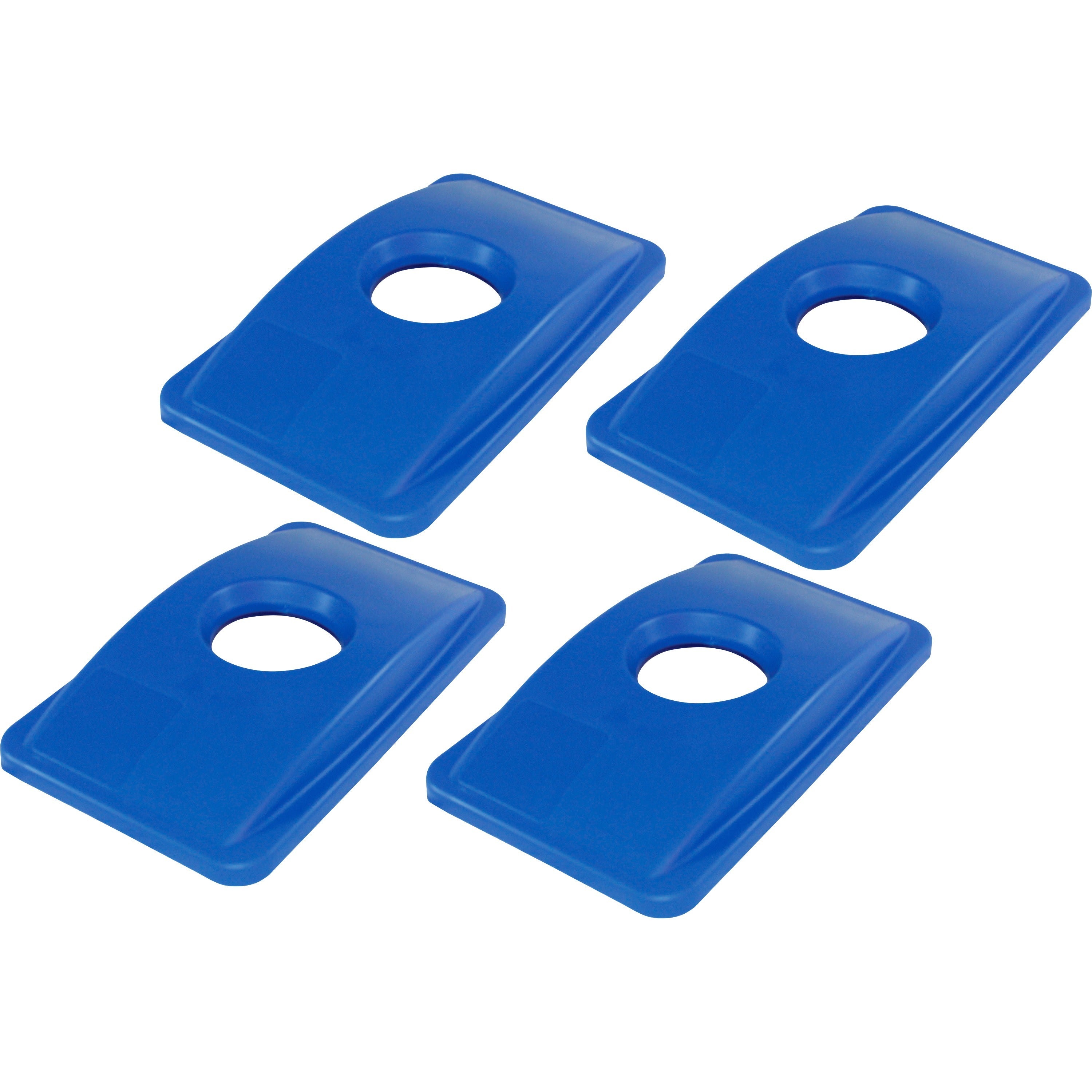 Genuine Joe 23-gallon Recycling Bin Round Cutout Lid - Round - Blue - 4 / Carton