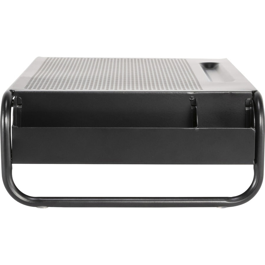 Allsop Metal Art Organizer 5 Monitor Stand with Drawer - 5.10" Height x 18" Width x 11.80" Depth - Desktop - Powder Coated - Steel - Black