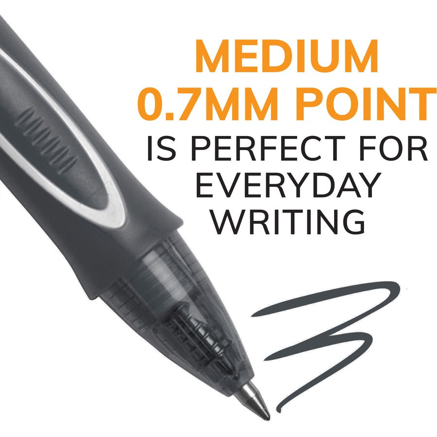 BIC Gel-ocity Gel Pen - 0.7 mm Medium Pen Point - Retractable - Assorted Ink - Gel-based - 12 Pack