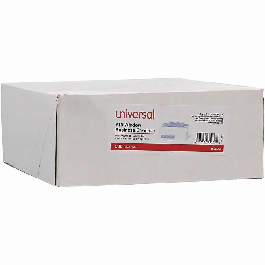 Universal Envelope - Business - #10 - 9 1/2" Width x 4 1/10" Length - 24 lb - Gummed - White - Paper Stock - 500 / Box