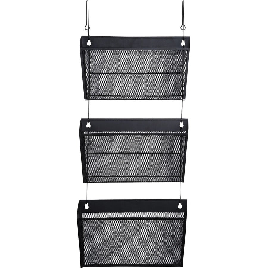 Universal Hanging Organizer - 3 Pocket(s) - 8.50" Height x 14.13" Width x 3.38" Depth - Black - Wire Mesh - 3 Set