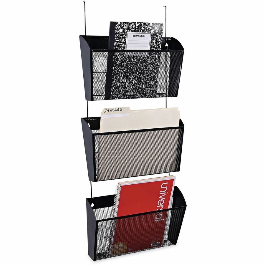 Universal Hanging Organizer - 3 Pocket(s) - 8.50" Height x 14.13" Width x 3.38" Depth - Black - Wire Mesh - 3 Set