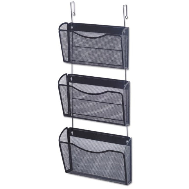 Universal Hanging Organizer - 3 Pocket(s) - 8.50" Height x 14.13" Width x 3.38" Depth - Black - Wire Mesh - 3 Set