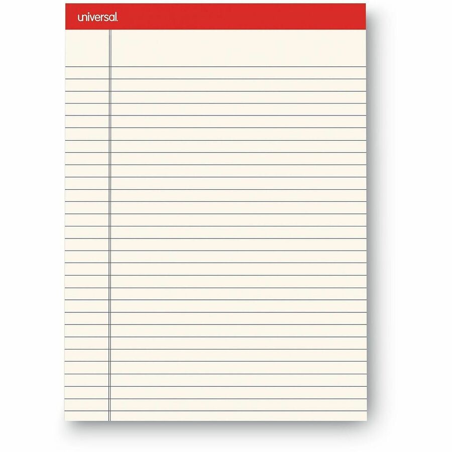 Universal Notepad - 1 Subject(s) - 50 Sheets - Tape Bound - Wide Ruled, Legal Ruled Front Ruling - 16 lb Basis Weight - 11" Height x 8.5" Width - Ivory Paper - Chipboard Cover - 1 Dozen