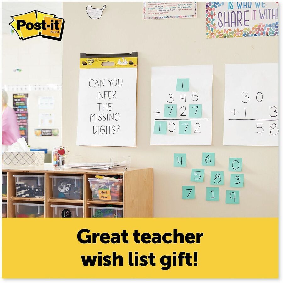 Post-it® Super Sticky Easel Pad - 20 Sheets - White Paper - Super Sticky, Portable, Self-stick, Resist Bleed-through, Removable, Sturdy Back - Recycled - 1 Each
