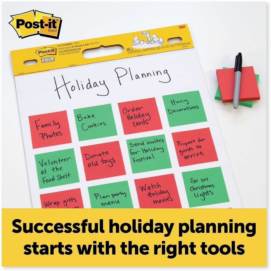 Post-it® Super Sticky Easel Pad - 20 Sheets - White Paper - Super Sticky, Portable, Self-stick, Resist Bleed-through, Removable, Sturdy Back - Recycled - 1 Each