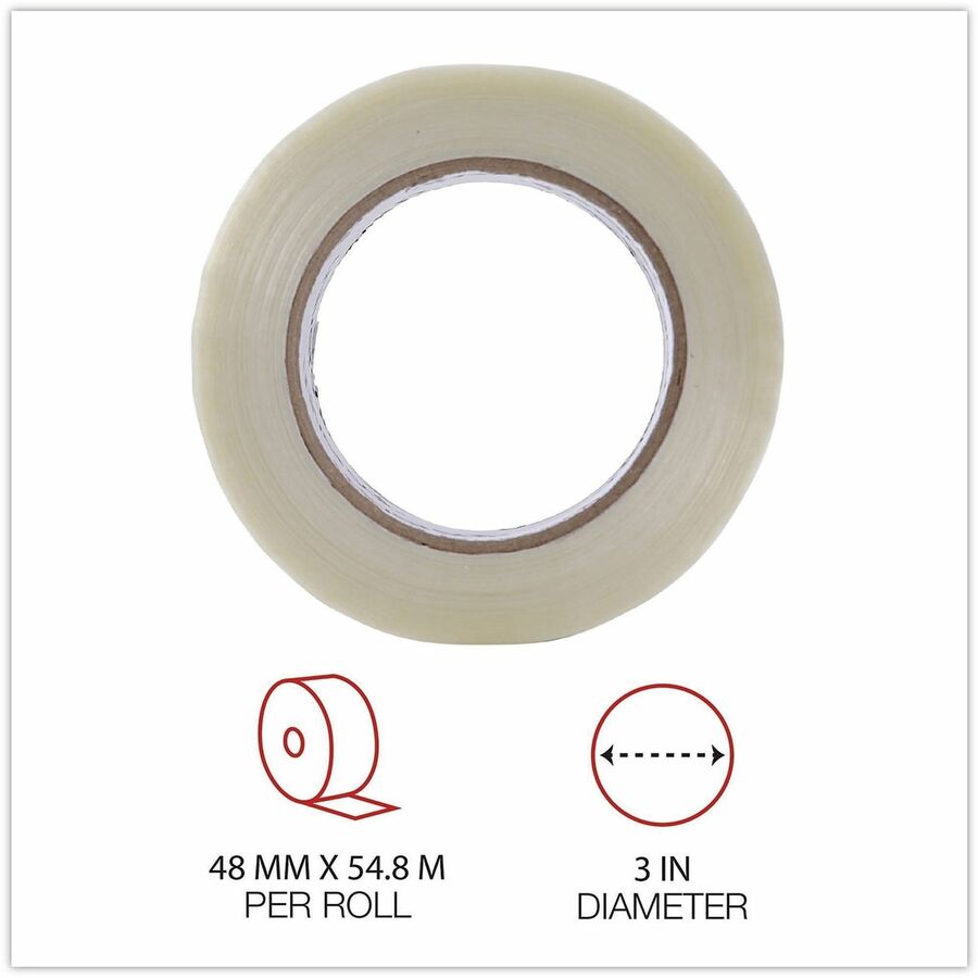 Universal 120# Utility Grade Filament Tape, 3" Core, 48 mm x 54.8 m, Clear - 59.93 yd Length x 1.89" Width x 4.3 mil Thickness - 3" Core - Clear - Synthetic Rubber - Plastic Backing - 1 Roll