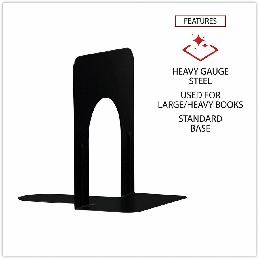 Universal Economy Bookends, 4.75 x 5.25 x 5, Heavy Gauge Steel, Black, Pair - 5" Height x 4.75" Width x 5.25" Depth - Rounded Corner - Black - Steel, Metal - 1 Pair