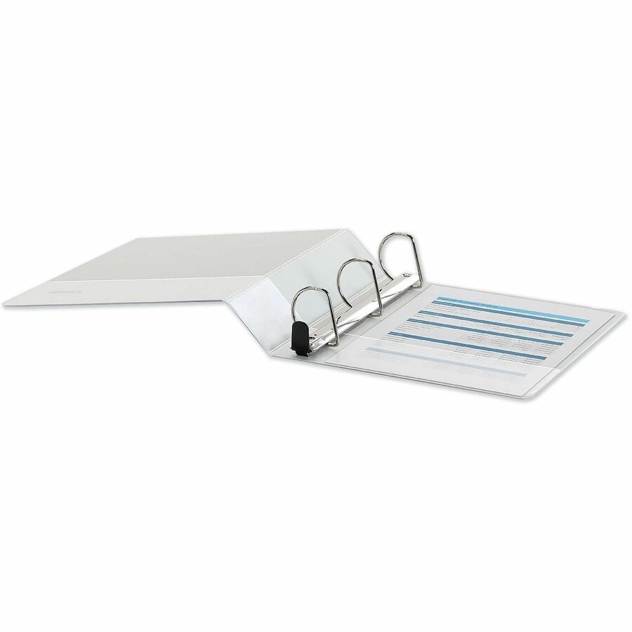 Universal Deluxe Easy-to-Open D-Ring View Binder, 3 Rings, 2" Capacity, 11 x 8.5, White - 2" Binder Capacity - Letter - 8 1/2" x 11" Sheet Size - 565 Sheet Capacity - 3 Ring(s) - Fastener(s): Ring - Pocket(s): 2, Inside Front & Back - Polypropylene - W...
