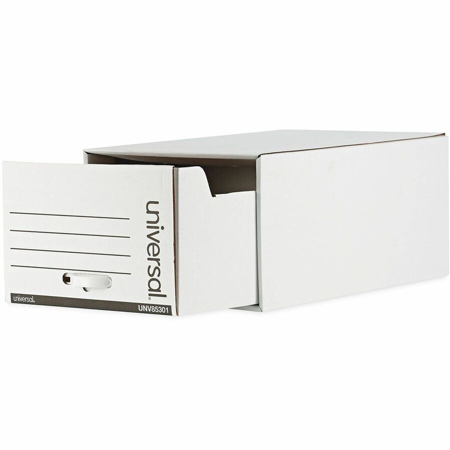 Universal Heavy-Duty Storage Drawers, Legal Files, 17.25" x 25.5" x 11.5" , White, 6/Carton - Internal Dimensions: 15.50" Width x 23.50" Depth x 10.25" Height - External Dimensions: 17.3" Width x 25.5" Depth x 11.5" Height - Media Size Supported: Legal...