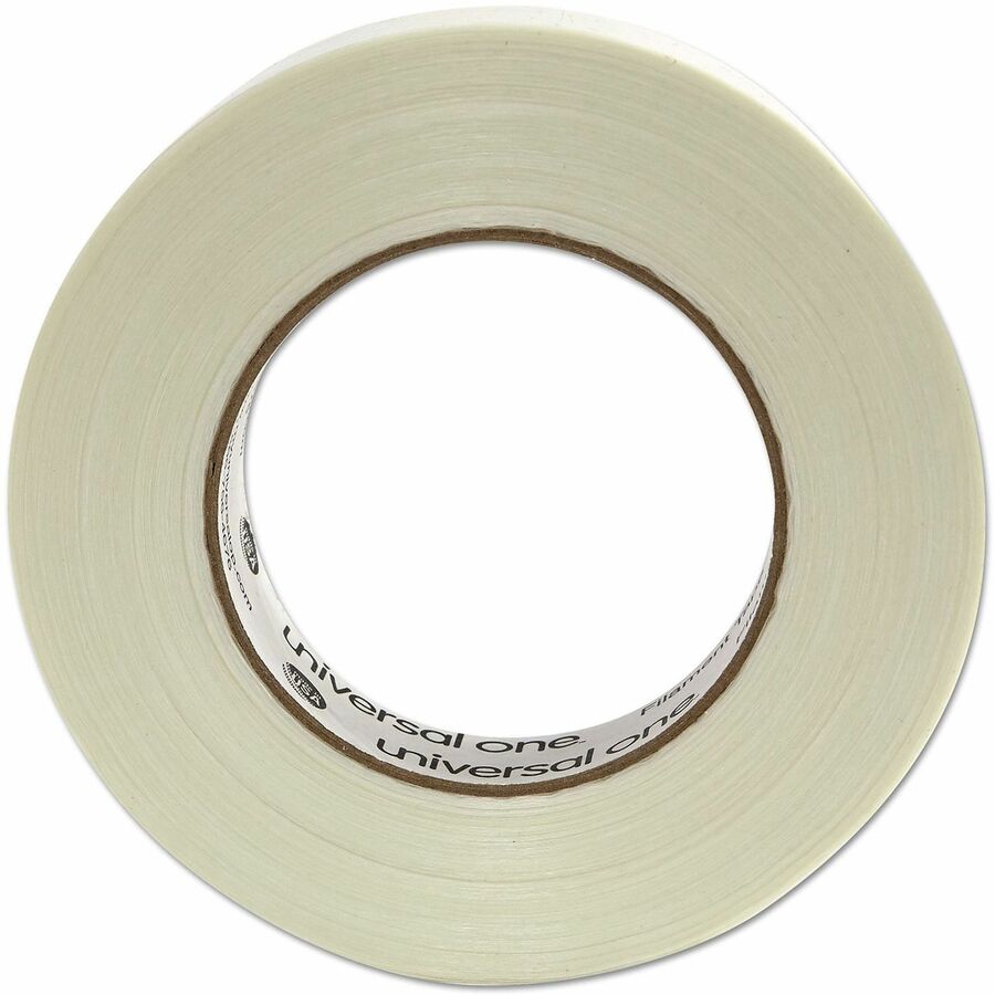 Universal 350# Premium Filament Tape, 3" Core, 24 mm x 54.8 m, Clear - 59.93 yd Length x 0.94" Width x 7.4 mil Thickness - 3" Core - Clear - Synthetic Rubber - Plastic Backing - 1 Roll