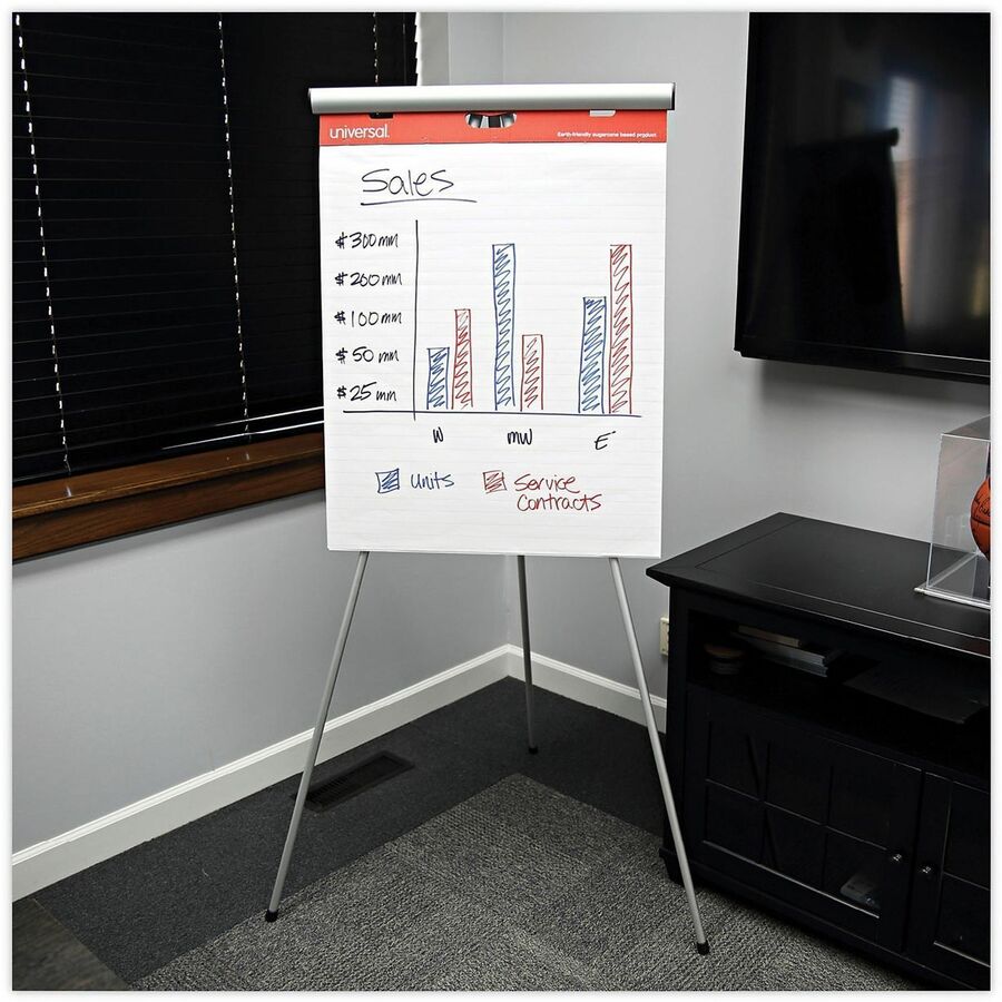 Universal Easel Pad - 1 Subject(s) - 50 Sheets - Tape Bound - 15 lb Basis Weight - 34" Height x 27" Width - White Paper - Cardboard Cover - 2 / Carton