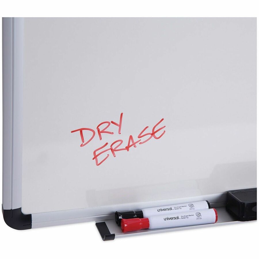 Universal Dry Erase Board - 48" (4 ft) Width x 36" (3 ft) Height - White Melamine Surface - Satin Aluminum Frame - 1 Each