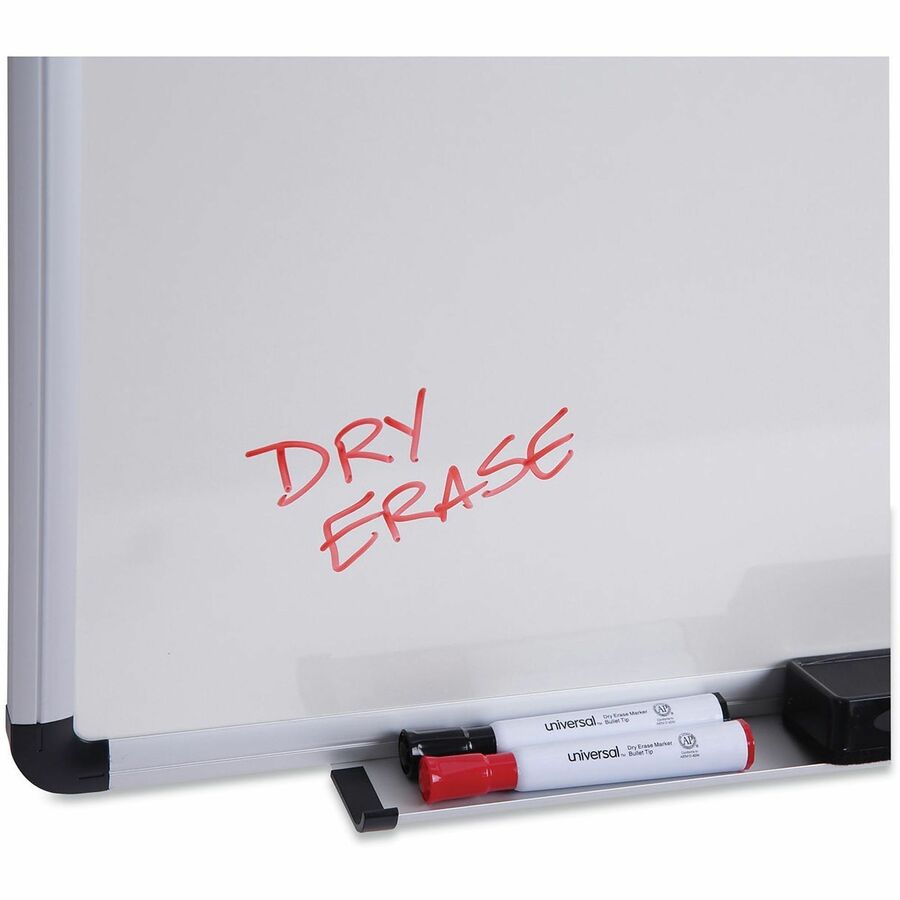 Universal Dry Erase Board - 24" (2 ft) Width x 18" (1.5 ft) Height - White Melamine Surface - Satin Aluminum Frame - 1 Each