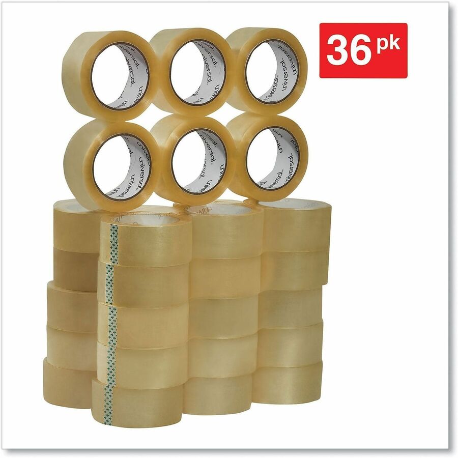 Universal Heavy-Duty Box Sealing Tape, 3" Core, 1.88" x 54.6 yds, Clear, 36/Carton - 54.60 yd Length x 1.88" Width x 3 mil Thickness - 3" Core - Clear - Resin - Plastic Backing - 36 / Carton