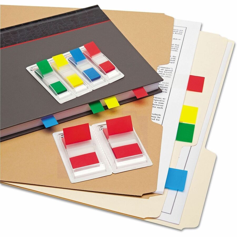 Universal Flag - Rectangle - Blue, Green, Red, Yellow - Removable, Self-stick, Pop-up, Repositionable - Dispenser Included - 140 / Pack