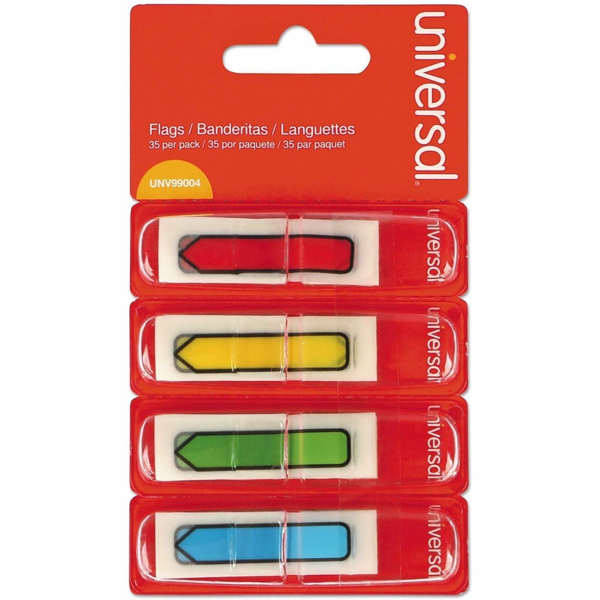 Universal Flag - Rectangle - Blue, Green, Red, Yellow - Removable, Self-stick, Pop-up, Repositionable - Dispenser Included - 140 / Pack