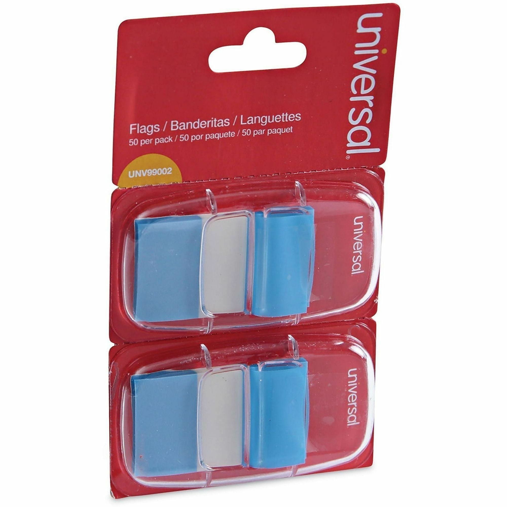 Universal Flag - 100 - Rectangle - Blue - Removable, Self-stick, Pop-up, Repositionable - Dispenser Included - 100 / Pack