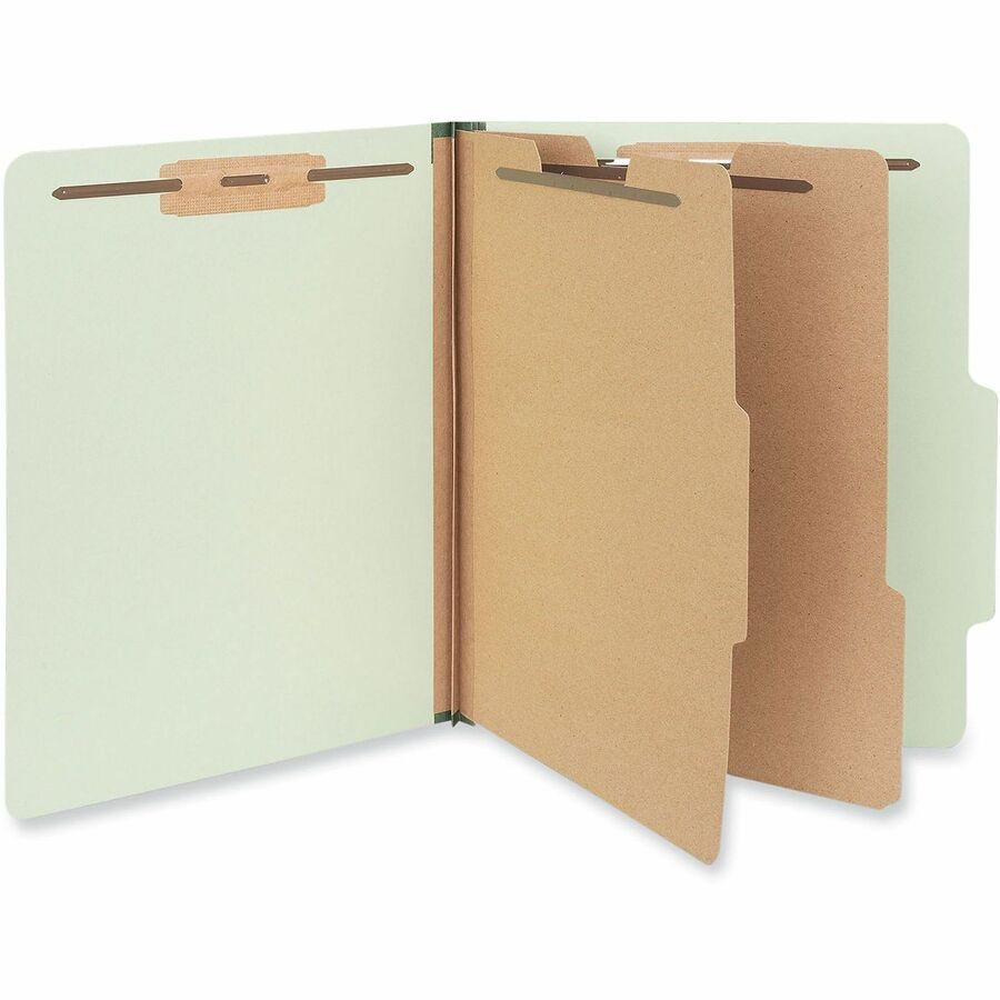 Universal 2/5 Tab Cut Letter Classification Folder - 8 1/2" x 11" - 2" Expansion - 6 Fastener(s) - 2" Fastener Capacity - Top Tab Location - Right of Center Tab Position - 2 Divider(s) - Green - 10 Box