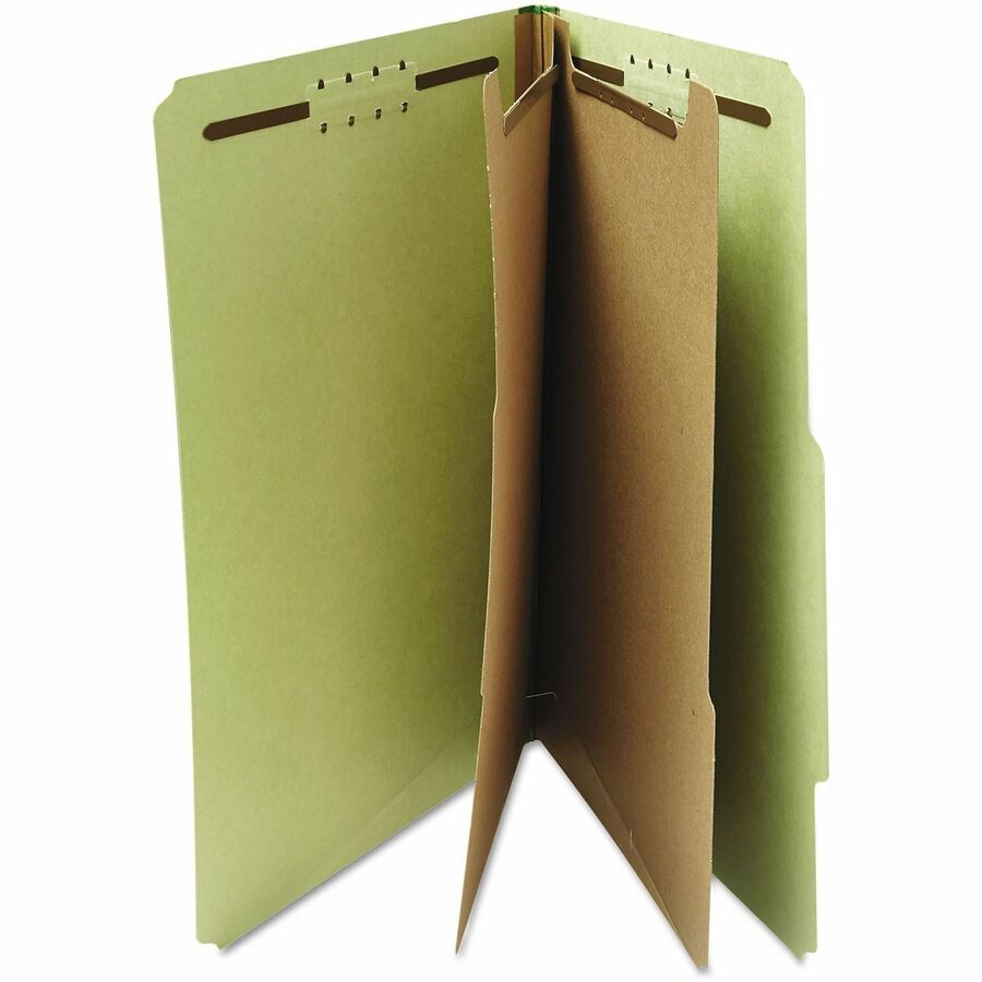 Universal 2/5 Tab Cut Letter Classification Folder - 8 1/2" x 11" - 2" Expansion - 6 Fastener(s) - 2" Fastener Capacity - Top Tab Location - Right of Center Tab Position - 2 Divider(s) - Green - 10 Box