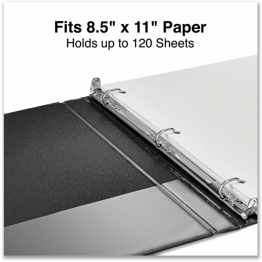 Universal Slant D-Ring View Binder, 3 Rings, 0.5" Capacity, 11 x 8.5, Black - 1/2" Binder Capacity - Letter - 8 1/2" x 11" Sheet Size - 120 Sheet Capacity - 3 Ring(s) - Fastener(s): Ring - Pocket(s): 2, Inside Front & Back - Polypropylene - Black - Non...