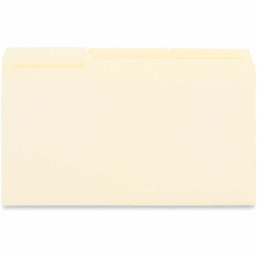 Universal 1/3 Tab Cut Legal Top Tab File Folder - 8 1/2" x 14" - Assorted Tab Position - 9.5 pt. - Manila - 100 Box