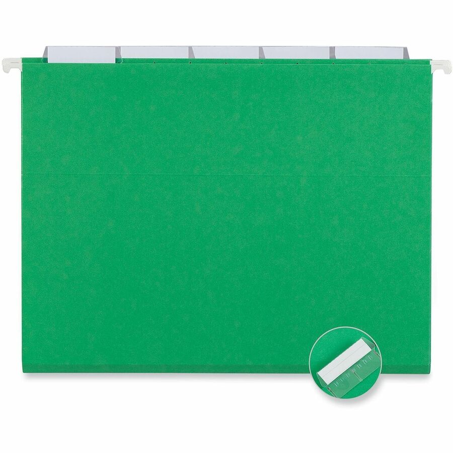 Universal 1/5 Tab Cut Letter Hanging Folder - 8 1/2" x 11" - Assorted Tab Position - 11 pt. - Stock - Bright Green - 25 Box